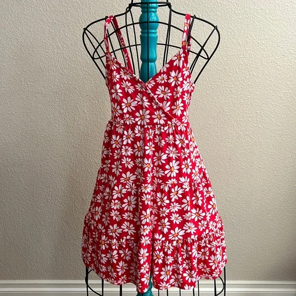 open lace back dress Hollister Womens Red Plaid Polyester Slip Dress Size S Round Neck Pull   Preworn
